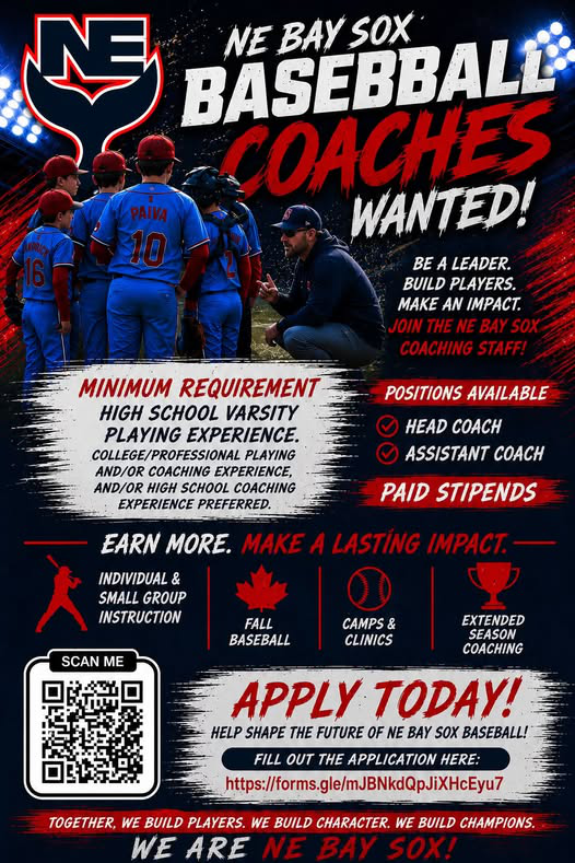 NE Bay Sox coaches wanted announcement